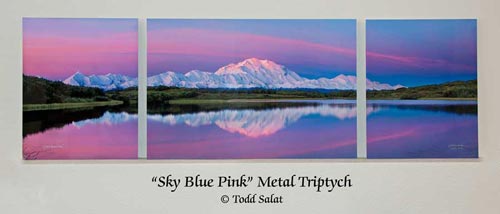 Sky Blue Pink Metal Triptych